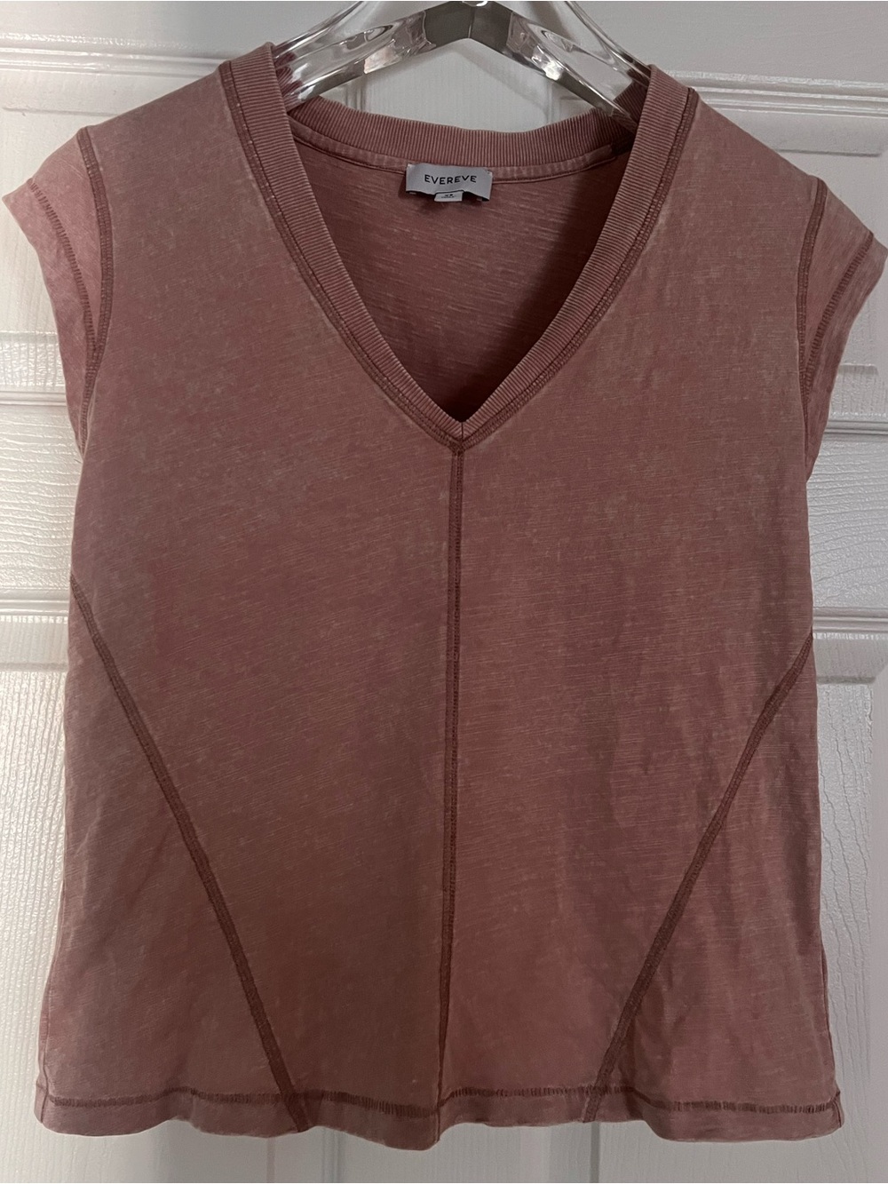 Evereve V-Neck Cap Sleeve Top Mineral-Washed Mauve Tone - Size XS